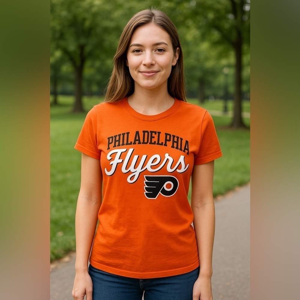 Fanatics Philadelphia Flyers Orange T-Shirt Women’s NHL Sports Outdoor Preppy M